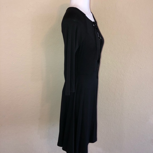 BNWT Black Lace Up Front Fit & Flare Dress - Picture 5 of 5